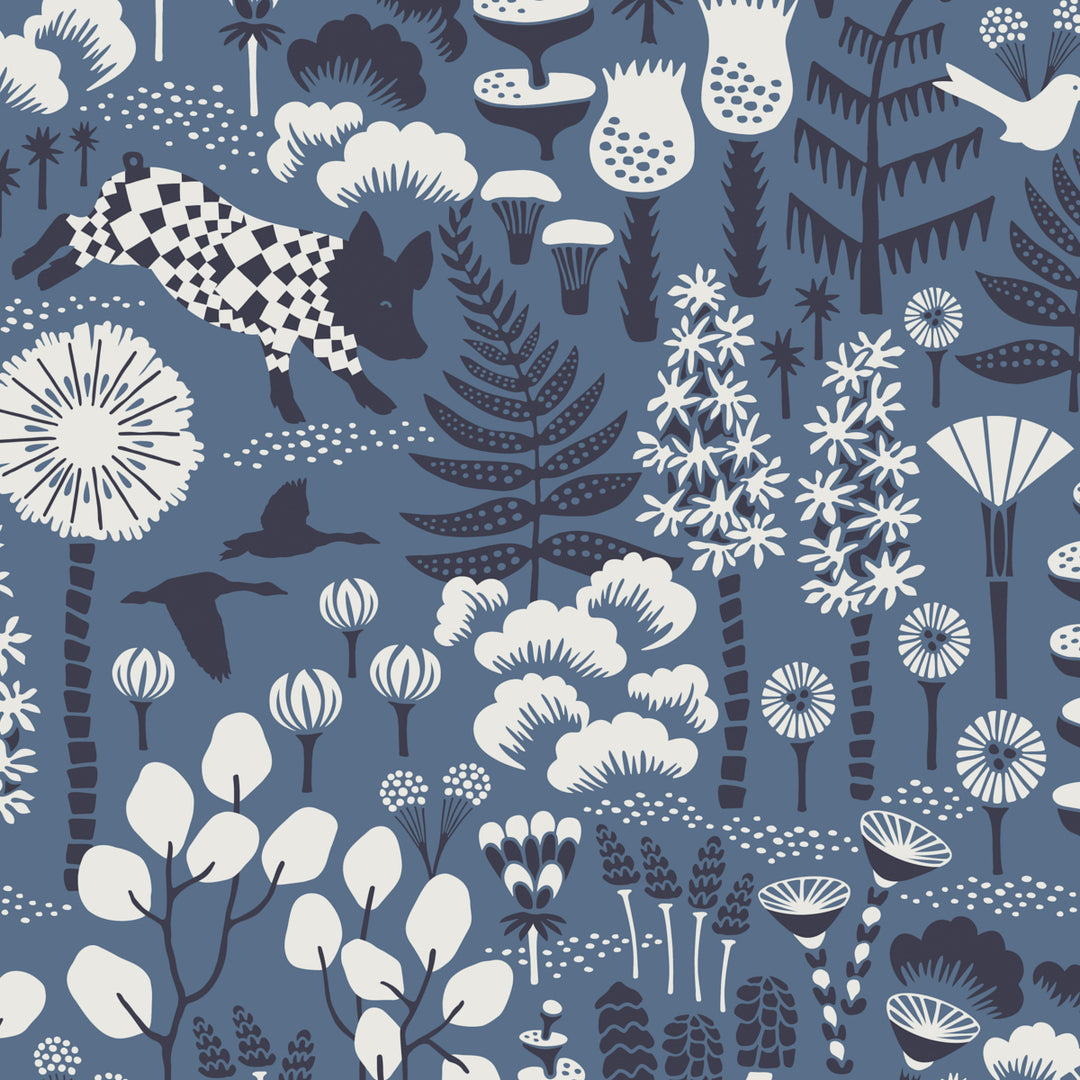 Hoppmosse Blue 1453 by Schumacher Designer Wallcovering