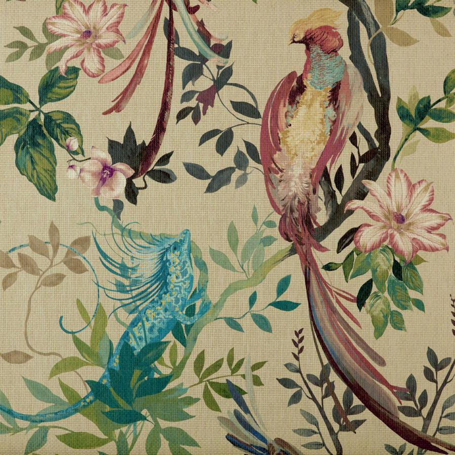 Bird Sonnet Paperweave (Wp) # 01 Lacquer by 1838 Wallcoverings Designer Wallpaper Pavilion STRAIGHT PASTE THE WALL UNITED KINGDOM V-118.1"H-66.9" 33.5"X6.5YD - Swanky Fabrics -
