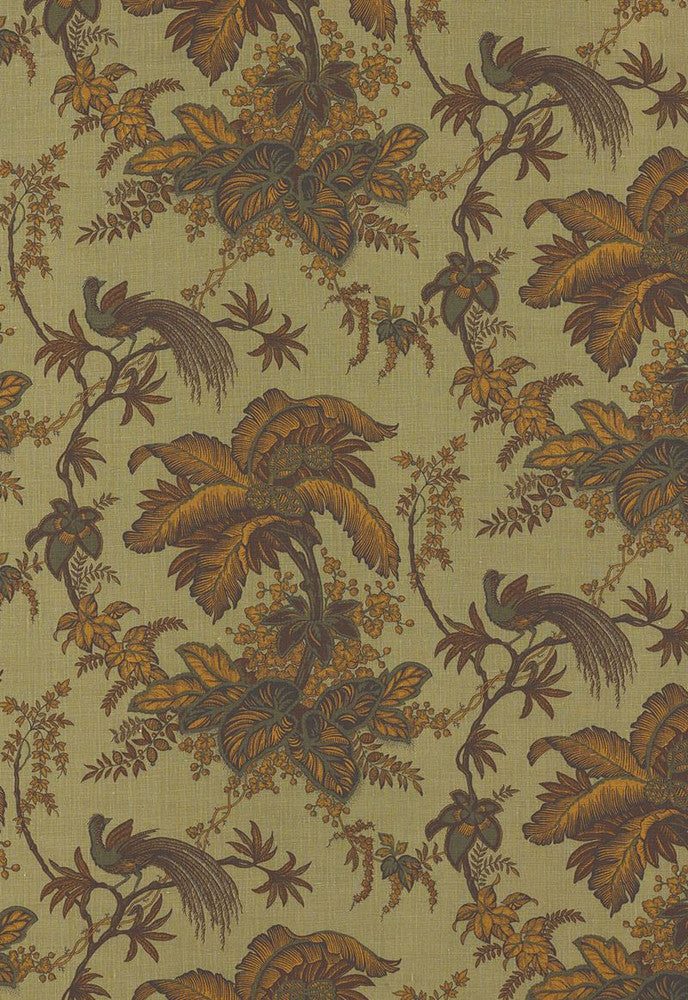 Coconut Grove Spruce 171112 by Schumacher Designer Fabric Classic-Prints 100% Linen - Horizontal: 13.5 and Vertical: 18 54 - Swanky Fabrics -