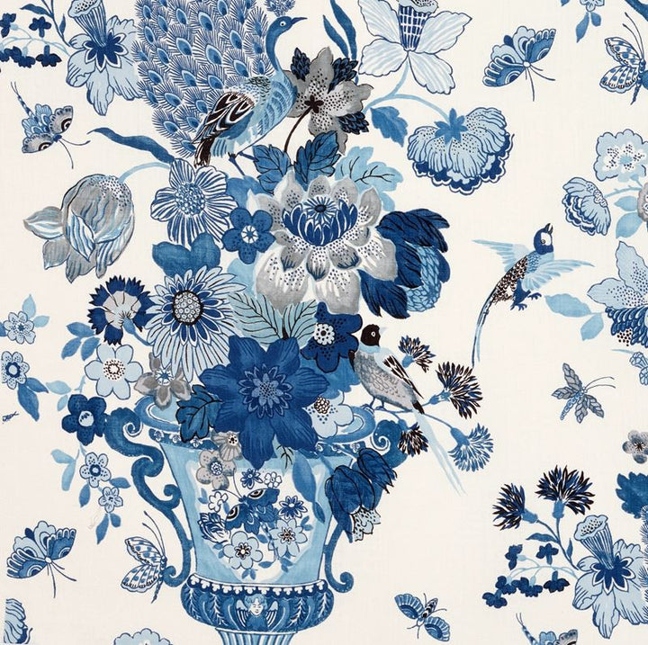 Lansdale Bouquet Porcelain 173073 by Schumacher Designer Fabric Schumacher-Classics 57% Linen, 43% Cotton - Horizontal: 24.5 and Vertical: 49.5 48.5 - Swanky Fabrics -