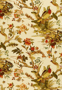 Le Faisan Chinoiserie Spice 173082 by Schumacher Designer Fabric