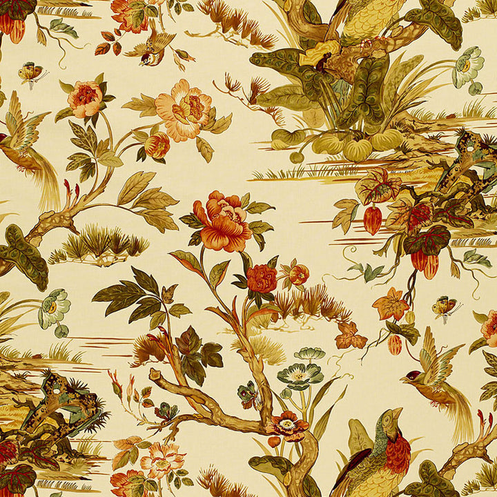 Le Faisan Chinoiserie Spice 173082 by Schumacher Fabric Schumacher Fabric Le Faisan Chinoiserie Spice 173082Fabric COTTON 100% FRANCE </p><p>Repeat: H: HORZ. 27" (69CM) , V: VERT. 30 7/8" (78CM) 54 - Fabric Carolina -