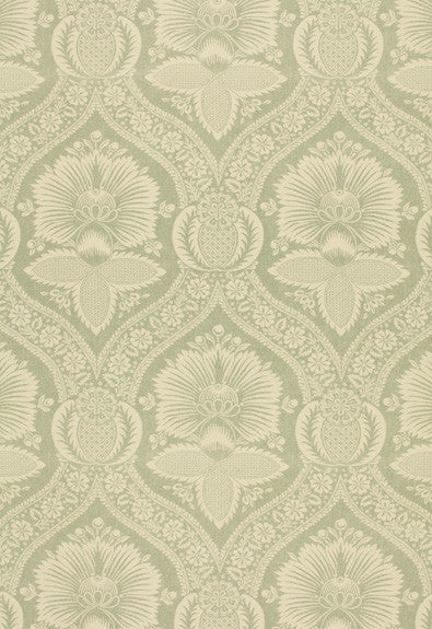 Villandry Damask Print Mineral 173373 by Schumacher Designer Fabric - 100% Cotton - Horizontal: 8.5 and Vertical: 28 54 - Swanky Fabrics -