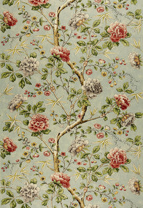 Mandarin Peony Aquamarine 173421 by Schumacher Designer Fabric