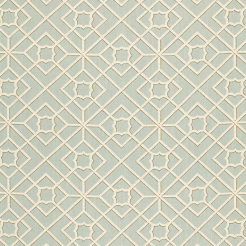 Luan Fretwork Sky 173491 by Schumacher Designer Fabric CLASSIC PRINTS LINEN 100% UNITED KINGDOM MARTINDALE 7,000 </p><p>Repeat: Horizontal: 9" (23CM) and Vertical: 9" (23CM) 54 - Swanky Fabrics -