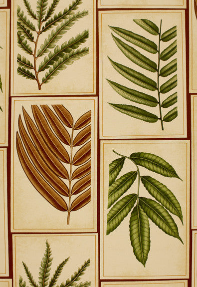 Montserrat Leaf Sepia 173500 by Schumacher Designer Fabric - 100% Cotton Martindale 12,000 Horizontal: 27 and Vertical: 43.75 54 - Swanky Fabrics -