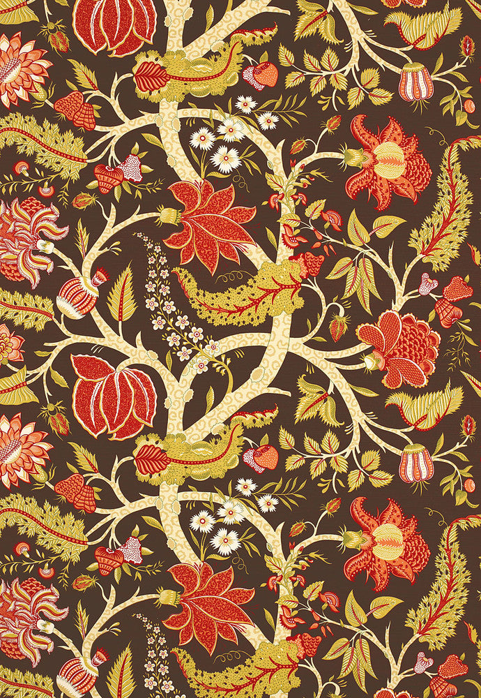 Jaipur Tree Sable 173540 by Schumacher Designer Fabric SCH PRINTS F06 See Sample FRANCE NOT APPLICABLE </p><p>Repeat: Horizontal: 50" (127CM) and Vertical: 38 1/2" (98CM) 50" WIDE (127CM) - Swanky Fabrics -