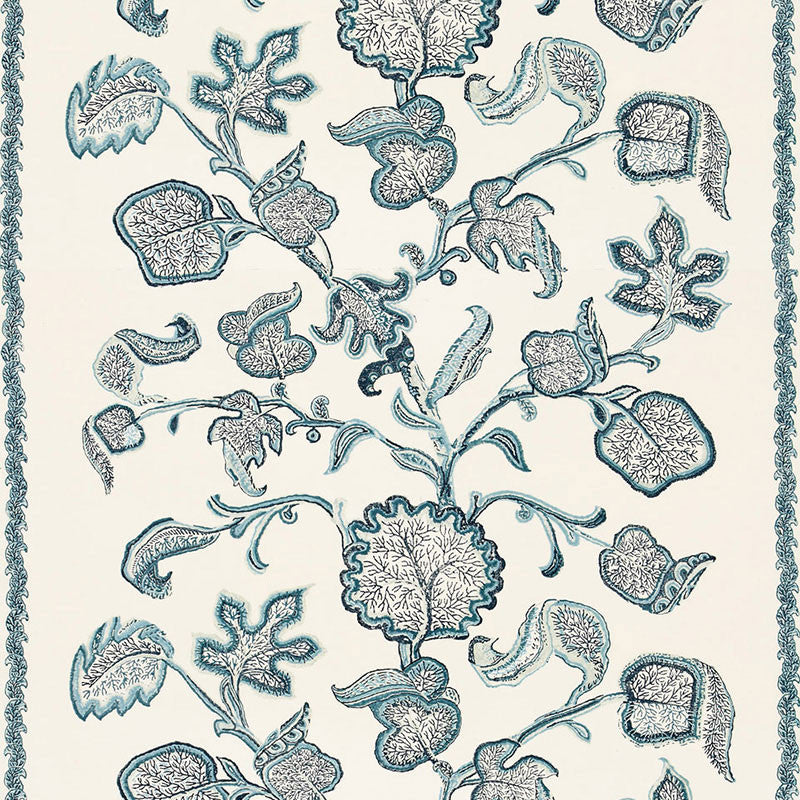 Palampore Block Print Sapphire 173610 by Schumacher Designer Fabric CLASSIC PRINTS See Sample INDIA . </p><p>Repeat: Horizontal: 51 1/2" (131CM) and Vertical: 38 3/4" (98CM) 54" WIDE (137CM) - Swanky Fabrics -