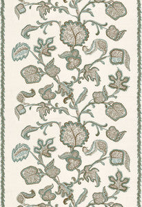 Palampore Block Print Teal 173612 by Schumacher Designer Fabric