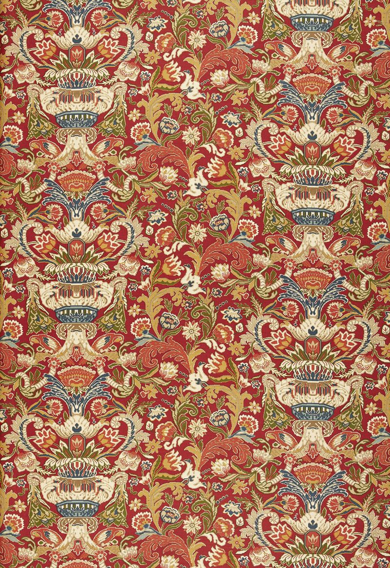Schumacher Fabric Egerton Tapestry Print Scarlet 15 Yards