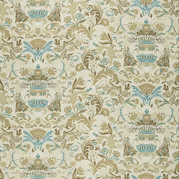 Egerton Tapestry Print Almond 173622 by Schumacher Designer Fabric CLASSIC PRINTS See Sample FRANCE . </p><p>Repeat: Horizontal: 28 3/4" (73CM) and Vertical: 23 5/8" (60CM) 57 1/2" WIDE (146CM) - Swanky Fabrics -