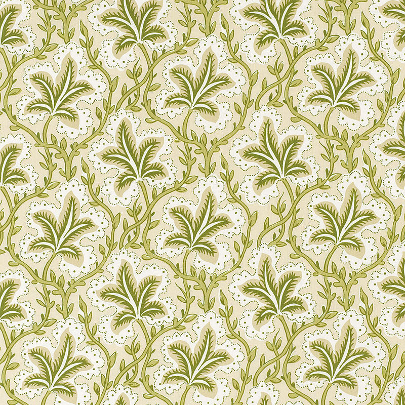 Opio Leaf Linden 173754 by Schumacher Designer Fabric MATTHEW PATRICK SMYTH COTTON 100% FRANCE </p><p>Repeat: Horizontal: 9" (23CM) and Vertical: 8 3/4" (22CM) 54 - Swanky Fabrics -