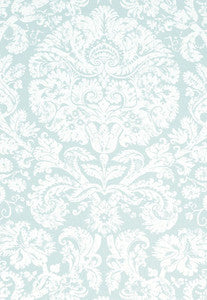 Barresa Damask Aqua 174132 by Schumacher Designer Fabric