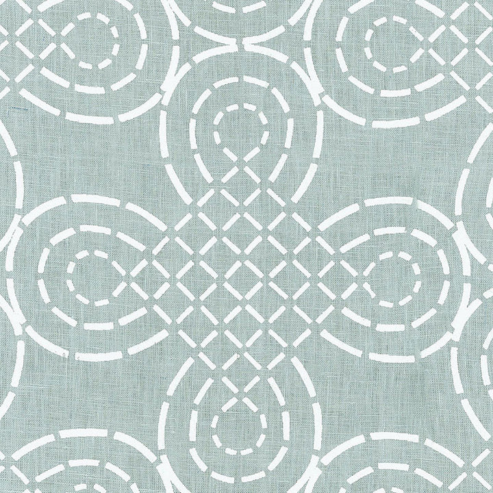Trellis Knot Cirrus 174220 by Schumacher Designer Fabric MODERN PRINTS LINEN 100% INDIA </p><p>Repeat: Horizontal: 13 3/8" (34CM) and Vertical: 10 1/2" (27CM) 54 - Swanky Fabrics -