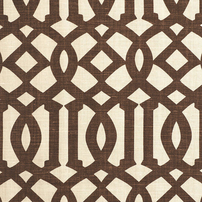 Imperial Trellis Ii Java / Cream 174413 by Schumacher Designer Fabric PRINT HAPPY LINEN 100% BELGIUM </p><p>Repeat: Horizontal: 6" (15CM) and Vertical: 12" (30CM) 54 - Swanky Fabrics -