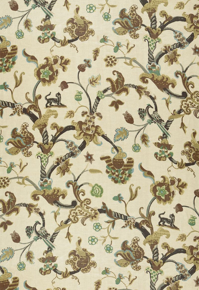Eastbury Manor Print Moonstone 174531 by Schumacher Designer Fabric Classic-Prints 100% Linen - Horizontal: 26.25 and Vertical: 53.5 52.5 - Swanky Fabrics -