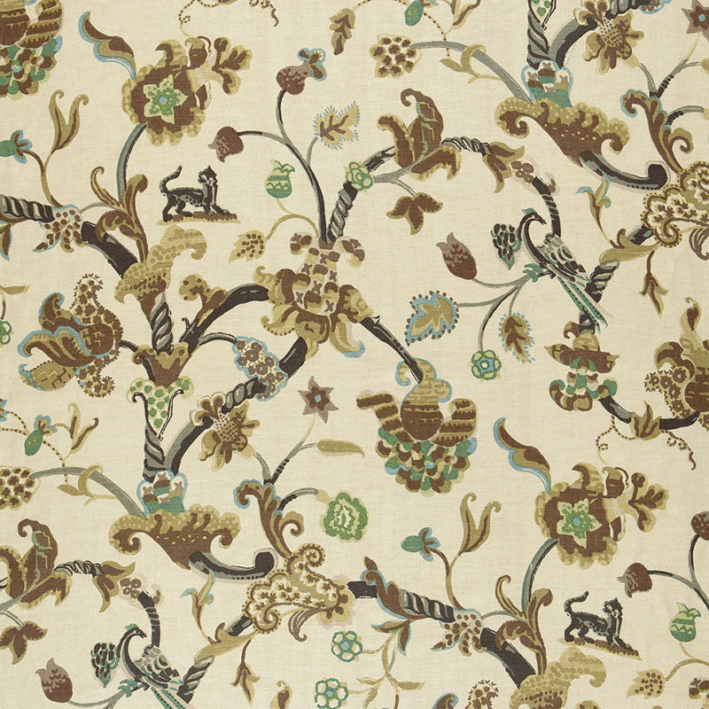 Eastbury Manor Print Moonstone 174531 by Schumacher Designer Fabric CLASSIC PRINTS See Sample THAILAND LIGHT DUTY </p><p>Repeat: Horizontal: 26 1/4" (67CM) and Vertical: 53 1/2" (136CM) 52 1/2" WIDE (133CM) - Swanky Fabrics -