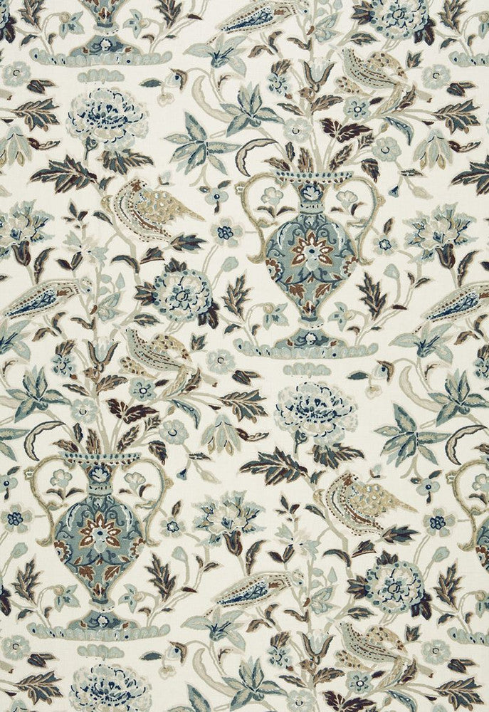 Camberwell Vase Print Mineral 174551 by Schumacher Designer Fabric COLLECTION-NAME-TBA-174550 100% Linen - Horizontal: 13.5 and Vertical: 39.5 54 - Swanky Fabrics -