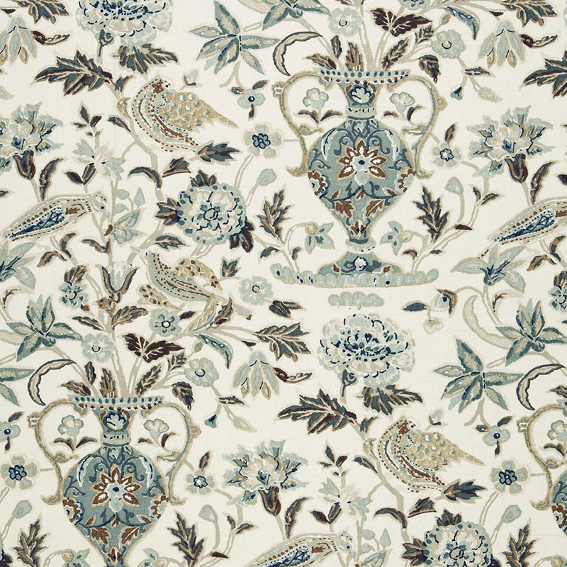 Camberwell Vase Print Mineral 174551 by Schumacher Designer Fabric CLASSIC PRINTS See Sample UNITED KINGDOM LIGHT DUTY </p><p>Repeat: Horizontal: 13 1/2" (34CM) and Vertical: 39 1/2" (100CM) 54" WIDE (137CM) - Swanky Fabrics -