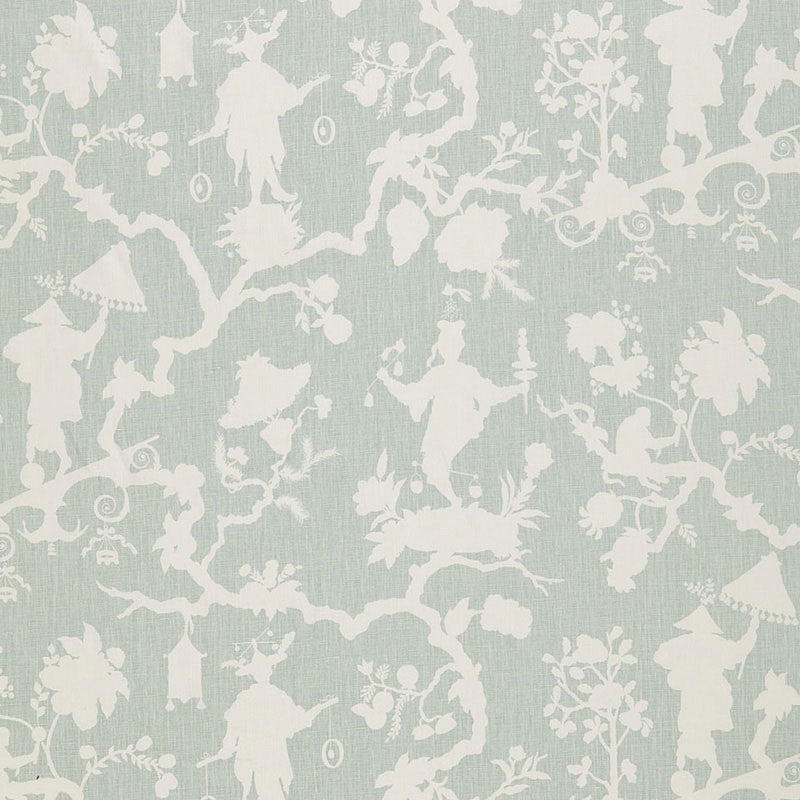 Shantung Silhouette Print Mineral 174580 by Schumacher Designer Fabric CLASSIC PRINTS LINEN 100% CHINA </p><p>Repeat: Horizontal: 27" (69CM) and Vertical: 25 1/4" (64CM) 54 - Swanky Fabrics -
