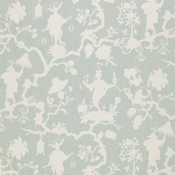 Shantung Silhouette Print Mineral 174580 by Schumacher Designer Fabric CLASSIC PRINTS See Sample CHINA MEDIUM DUTY </p><p>Repeat: Horizontal: 27" (69CM) and Vertical: 25 1/4" (64CM) 54" WIDE (137CM) - Swanky Fabrics -