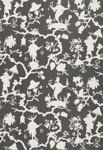 Shantung Silhouette Print Smoke 174581 by Schumacher Designer Fabric