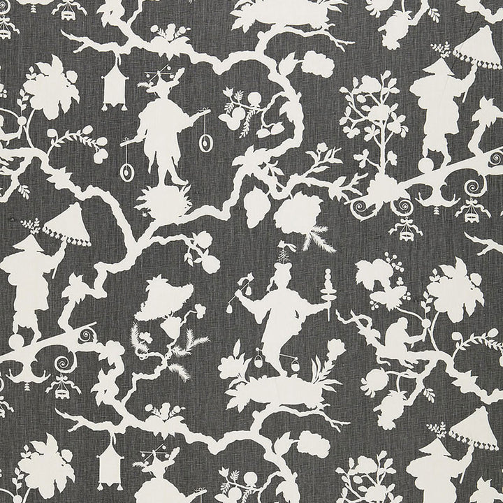 Shantung Silhouette Print Smoke 174581 by Schumacher Designer Fabric CLASSIC PRINTS LINEN 100% CHINA </p><p>Repeat: Horizontal: 27" (69CM) and Vertical: 25 1/4" (64CM) 54 - Swanky Fabrics -