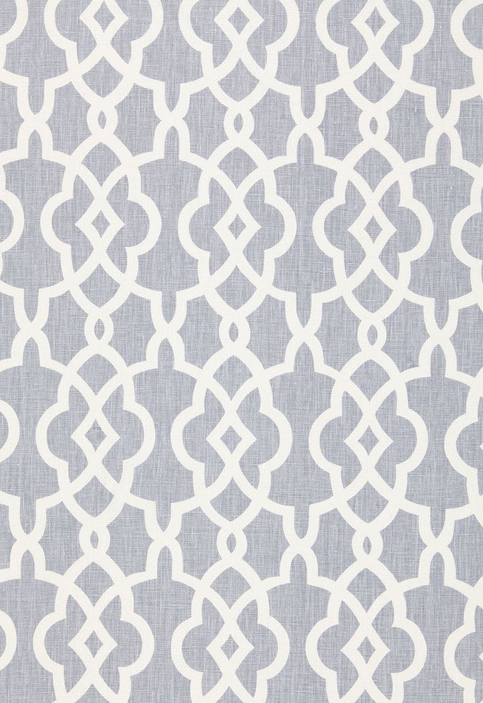 Summer Palace Fret Wisteria 174592 by Schumacher Designer Fabric Classic-Prints 100% Linen - Horizontal: 27 and Vertical: 8 54 - Swanky Fabrics -