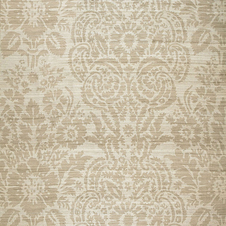 Malay Damask Print Putty 174610 by Schumacher Designer Fabric AU NATUREL SILK 100% INDIA </p><p>Repeat: Horizontal: 25 1/2" (65CM) and Vertical: 24 3/4" (63CM) 51 - Swanky Fabrics -