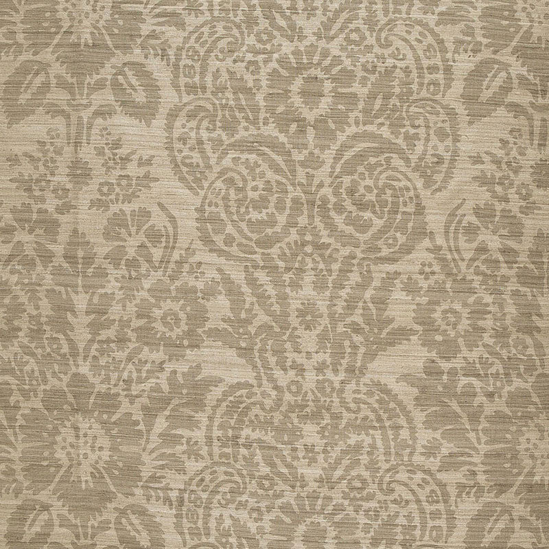 Malay Damask Print Chanterelle 174612 by Schumacher Designer Fabric AU NATUREL SILK 100% INDIA </p><p>Repeat: Horizontal: 25 1/2" (65CM) and Vertical: 24 3/4" (63CM) 51 - Swanky Fabrics -