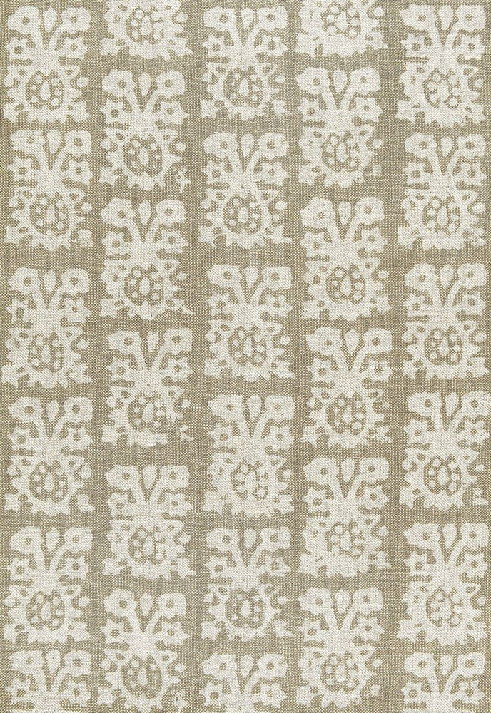 Jakarta Linen Print Greige 174631 by Schumacher Designer Fabric Au-Naturel 100% Linen - Horizontal: 26.5 and Vertical: 23.5 53 - Swanky Fabrics -
