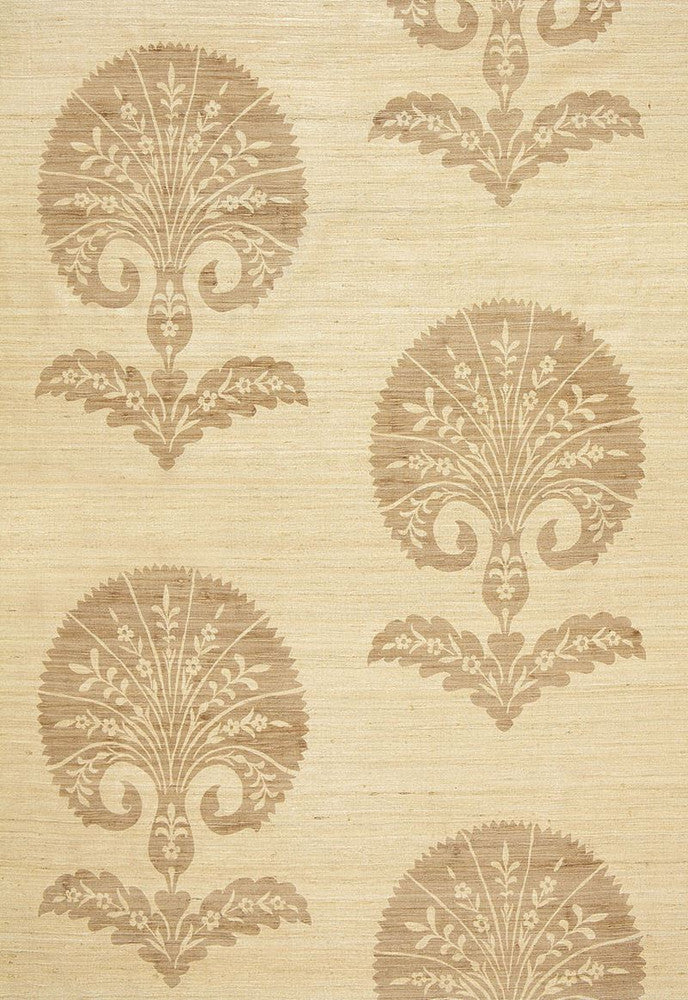 Ottoman Flower Candlelight 174651 by Schumacher Designer Fabric Au-Naturel 100% Silk - Horizontal: 13.125 and Vertical: 20.5 52.5 - Swanky Fabrics -