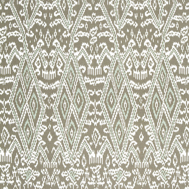 Maya Ikat Print Greige 174751 by Schumacher Designer Fabric AU NATUREL See Sample ITALY . </p><p>Repeat: Horizontal: 13 1/4" (34CM) and Vertical: 34 3/4" (88CM) 53" WIDE (135CM) - Swanky Fabrics -