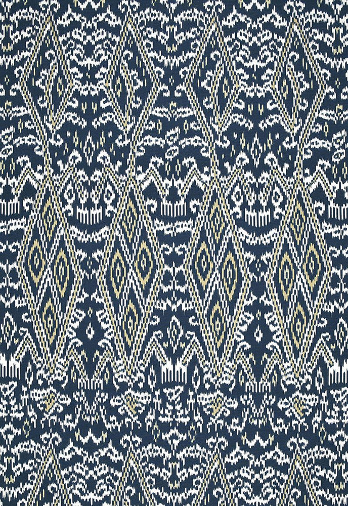 Maya Ikat Print Indigo 174752 by Schumacher Designer Fabric Au-Naturel 100% Cotton - Horizontal: 13.25 and Vertical: 34.75 53 - Swanky Fabrics -