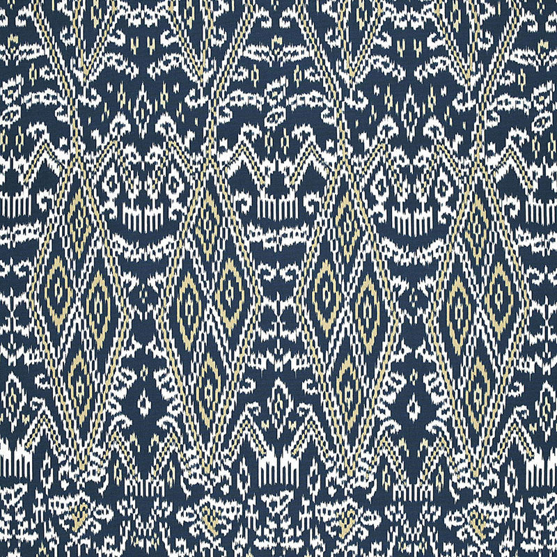 Maya Ikat Print Indigo 174752 by Schumacher Designer Fabric AU NATUREL COTTON 100% ITALY </p><p>Repeat: Horizontal: 13 1/4" (34CM) and Vertical: 34 3/4" (88CM) 53 - Swanky Fabrics -