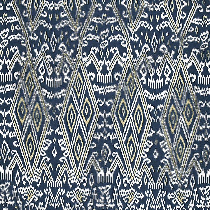 Maya Ikat Print Indigo 174752 by Schumacher Fabric Schumacher Fabric Maya Ikat Print Indigo 174752Fabric COTTON 100% ITALY </p><p>Repeat: H: HORZ. 13 1/4" (34CM) , V: VERT. 34 3/4" (88CM) 53 - Fabric Carolina -