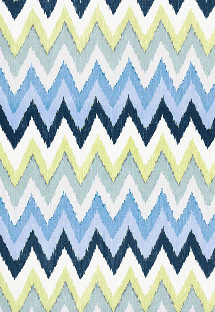Adras Ikat Print Sky 174822 by Schumacher Designer Fabric Martyn-Lawrence-Bullard 100% Cotton - Horizontal: 27 and Vertical: 18.5 54 - Swanky Fabrics -