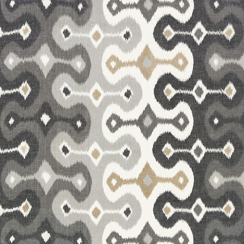 Darya Ikat Stone 174833 by Schumacher Designer Fabric MARTYN LAWRENCE BULLARD See Sample INDIA LIGHT DUTY </p><p>Repeat: Horizontal: 26 1/2" (67CM) and Vertical: 15 1/4" (39CM) 53" WIDE (135CM) - Swanky Fabrics -