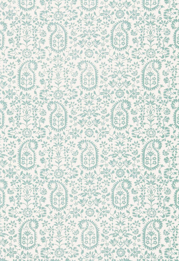 Kalika Paisley Print Aquamarine 174862 by Schumacher Designer Fabric Chroma 100% Linen - Horizontal: 18 and Vertical: 12 54 - Swanky Fabrics -