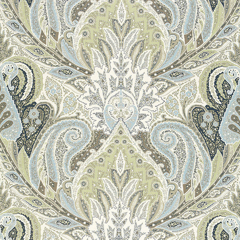 Cambay Paisley Print Oyster 174882 by Schumacher Designer Fabric OTTOMAN CHIC LINEN 100% UNITED KINGDOM </p><p>Repeat: Horizontal: 54 1/2" (138CM) and Vertical: 33 3/4" (86CM) 54.5 - Swanky Fabrics -