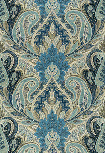 Cambay Paisley Print Azure 174883 by Schumacher Designer Fabric