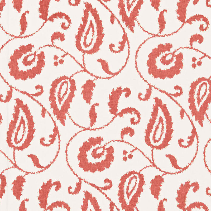 Malacca Ikat Vine Watermelon 175010 by Schumacher Designer Fabric CLASSIC PRINTS LINEN 100% INDIA </p><p>Repeat: Horizontal: 9" (23CM) and Vertical: 24" (61CM) 54 - Swanky Fabrics -