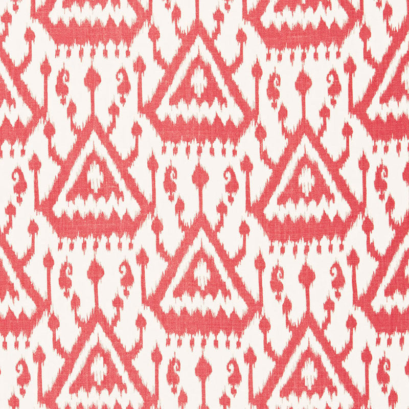 Vientiane Ikat Coral 175020 by Schumacher Designer Fabric PRINT HAPPY See Sample UNITED KINGDOM MEDIUM DUTY </p><p>Repeat: Horizontal: 6 3/4" (17CM) and Vertical: 12 5/8" (32CM) 54" WIDE (137CM) - Swanky Fabrics -