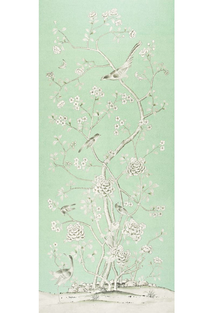 Chinois Palais Aquamarine 175043 by Schumacher Designer Fabric Mary-McDonald 100% Linen - Horizontal: 54 and Vertical: 131.5 54 - Swanky Fabrics -
