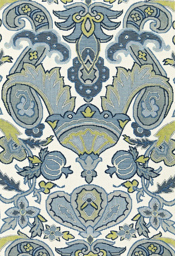 Mataura Linen Print Aegean 175080 by Schumacher Designer Fabric Classic-Prints 100% Linen - Horizontal: 26.75 and Vertical: 35.875 53.5 - Swanky Fabrics -