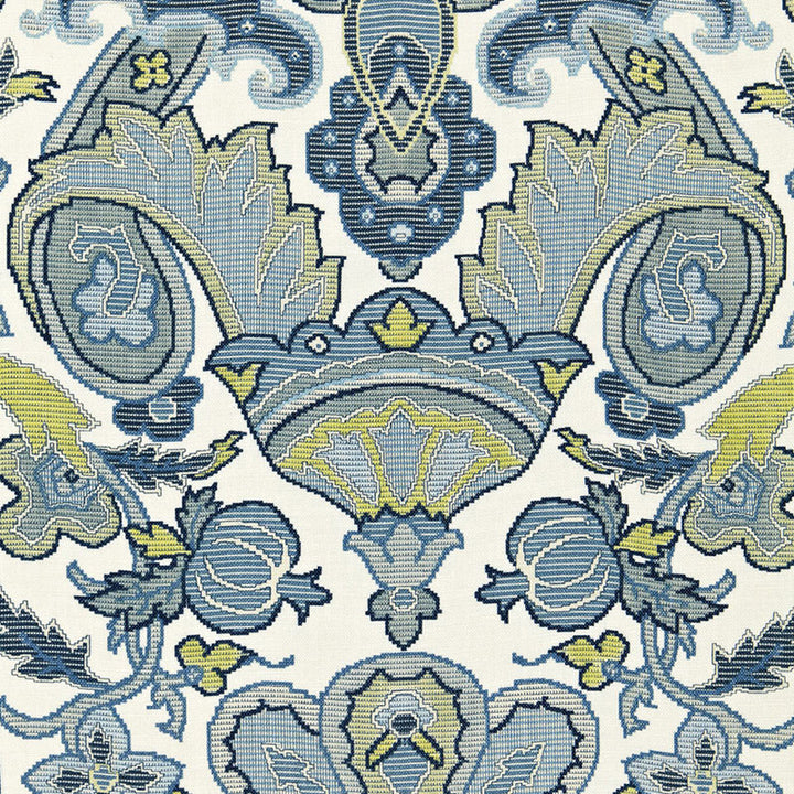 Mataura Linen Print Aegean 175080 by Schumacher Designer Fabric CLASSIC PRINTS S12 LINEN 100% FRANCE </p><p>Repeat: Horizontal: 26 3/4" (68CM) and Vertical: 35 7/8" (91CM) 53.5 - Swanky Fabrics -