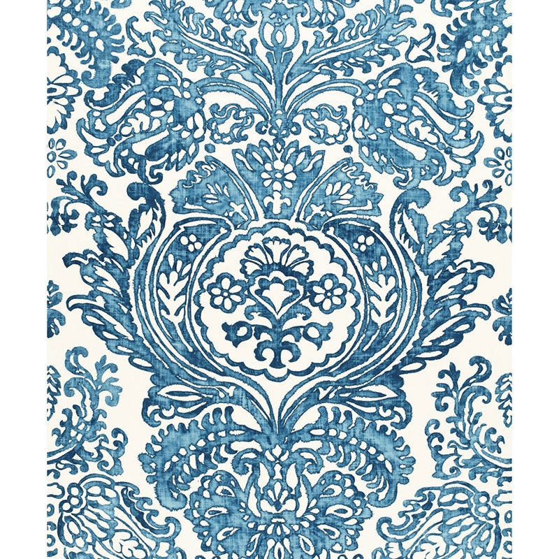 Tremezzo Damask Caspian 175090 by Schumacher Designer Fabric PRINTS F12 See Sample ITALY MEDIUM DUTY </p><p>Repeat: Horizontal: 55" (140CM) and Vertical: 98" (249CM) 55" WIDE (140CM) - Swanky Fabrics -