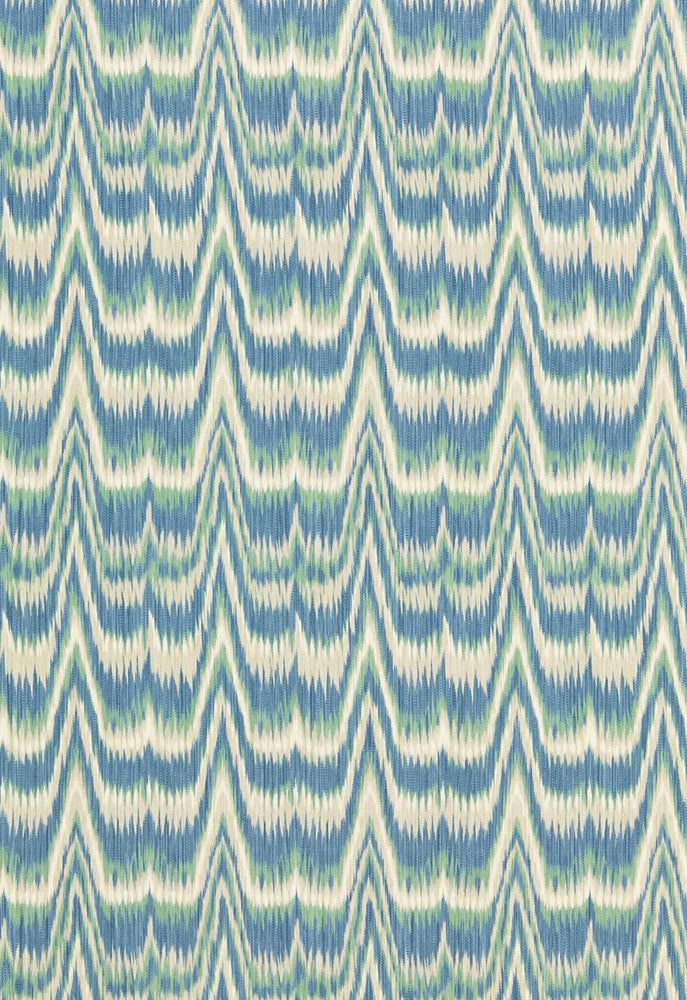 Kamalia Ikat Print Aegean 175120 by Schumacher Designer Fabric Classic-Prints 100% Cotton - Horizontal: 6.625 and Vertical: 18.875 53 - Swanky Fabrics -