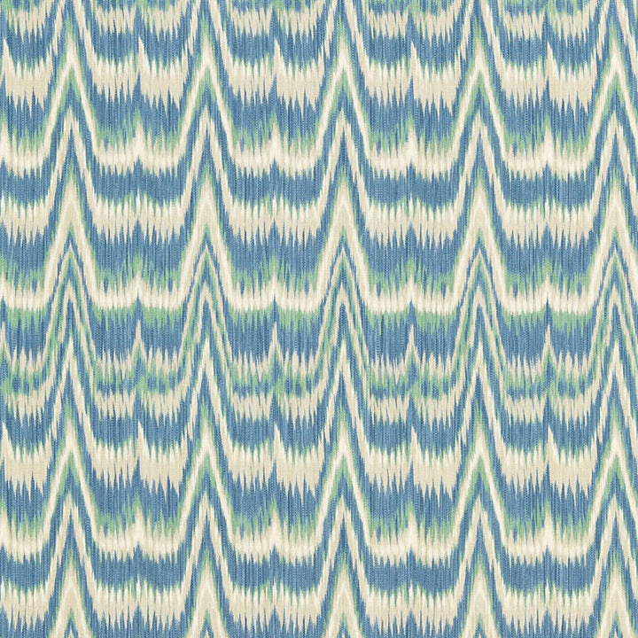 Kamalia Ikat Print Aegean 175120 by Schumacher Designer Fabric PRINTS F12 COTTON 100% ITALY </p><p>Repeat: Horizontal: 6 5/8" (17CM) and Vertical: 18 7/8" (48CM) 53 - Swanky Fabrics -