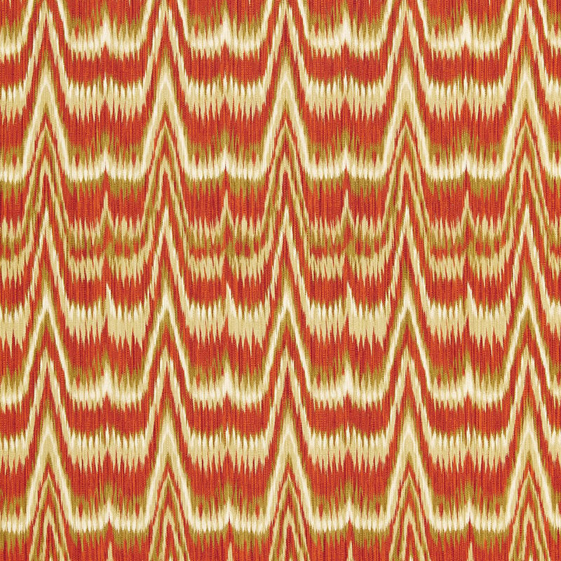 Kamalia Ikat Print Cinnabar 175121 by Schumacher Designer Fabric PRINTS F12 COTTON 100% ITALY </p><p>Repeat: Horizontal: 6 5/8" (17CM) and Vertical: 18 7/8" (48CM) 53 - Swanky Fabrics -